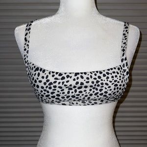 black & white spotted bikini top ZAFUL S